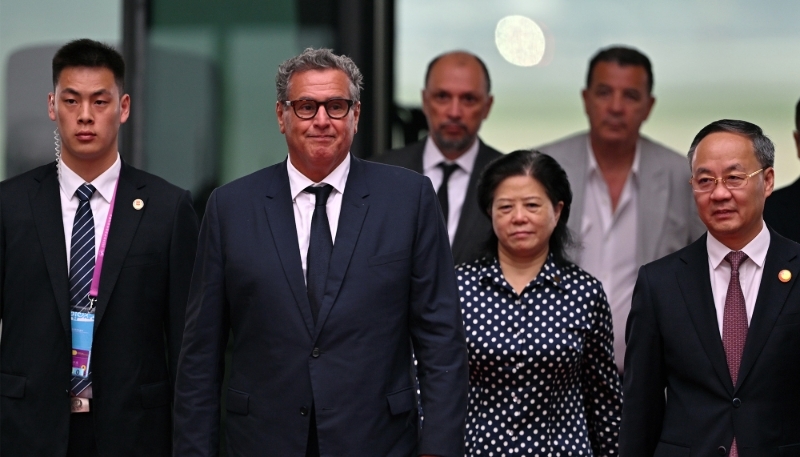 Moroccan PM Aziz Akhannouch (second left) in Beijing on 4 September 2024.