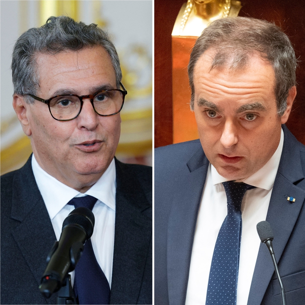 Moroccan Prime Minister Aziz Akhannouch and his French counterpart, Sébastien Lecornu.