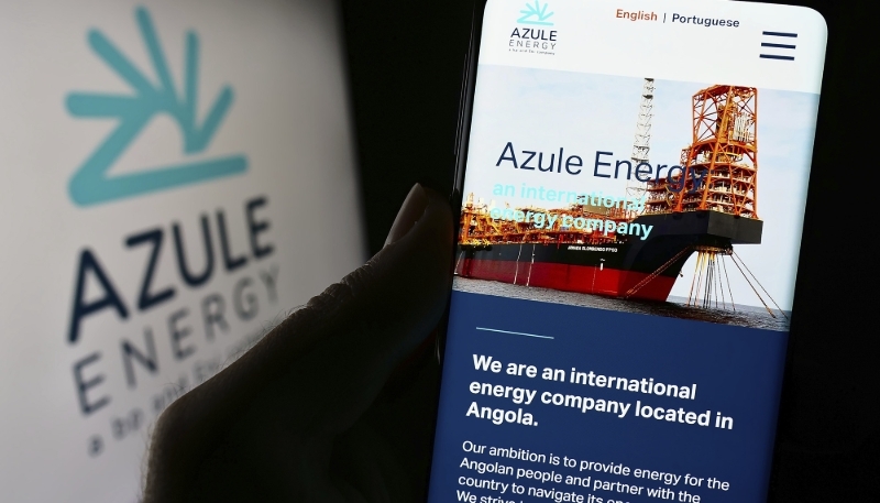 Website of Azule Energy, integrated joint venture between ENI and BP based in Angola, 2023.