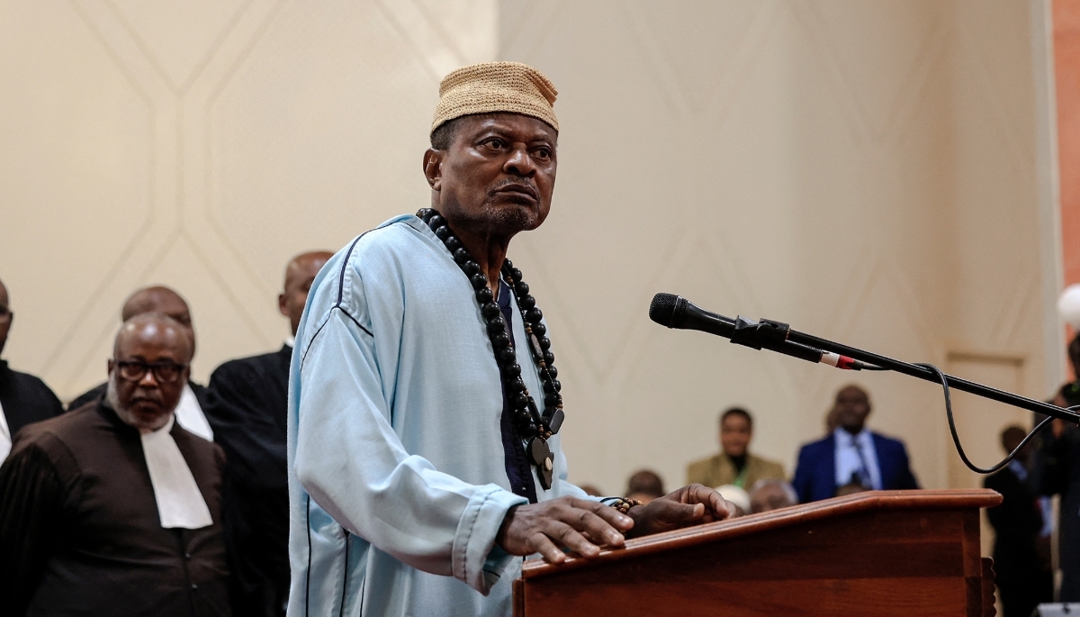 Anicet Ekane, leader of the MANIDEM opposition party, in Yaoundé, on 4 August 2025.