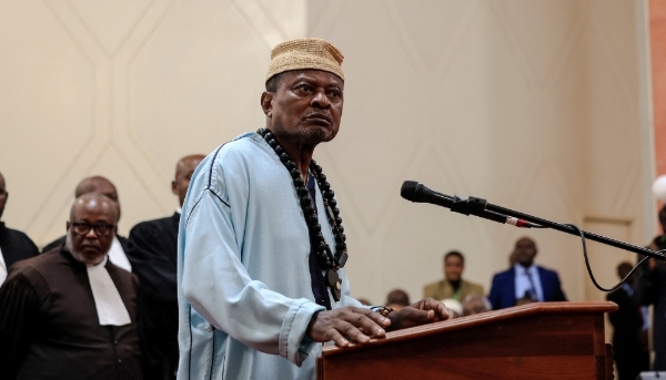 Anicet Ekane, leader of the MANIDEM opposition party, in Yaoundé, on 4 August 2025.