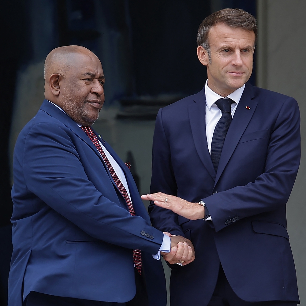 President of the Comoros Azali Assoumani and his French counterpart Emmanuel Macron in Paris, in July 2024.