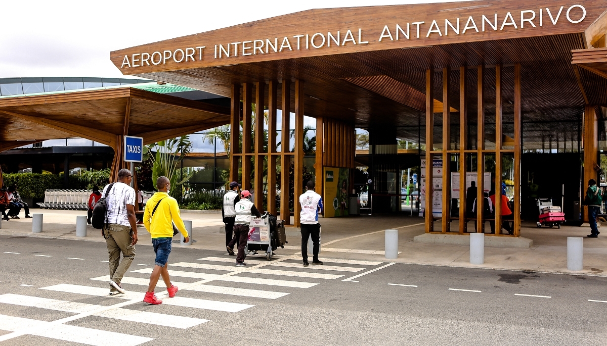 The entrance to Ivato International Airport, near Antananarivo, in June 2022.