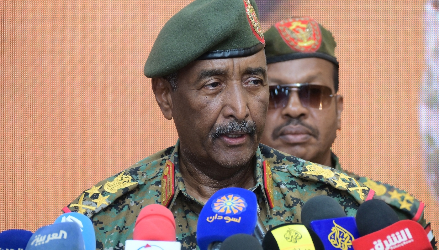 Sudan's army chief General Abdel Fattah al-Burhan in Port Sudan on 29 April 2025.