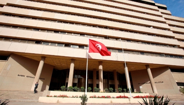 A man walks out of the Central Bank in Tunis, Tunisia, on 27 April 2016. 