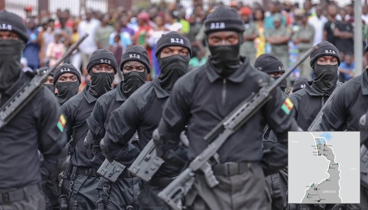 BIR rapid intervention battalion soldiers in Yaoundé in May 2024.