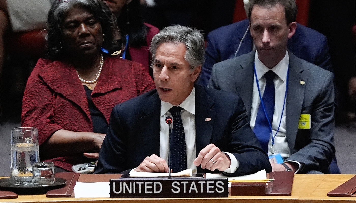 US Secretary of State Antony Blinken at the United Nations headquarters in New York City on 24 September 2024.