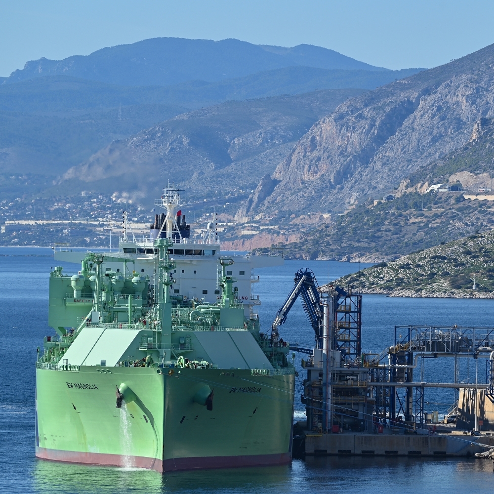 The BW Magnolia LNG tanker, owned by the BW Energy group, near Athens, in December 2025.