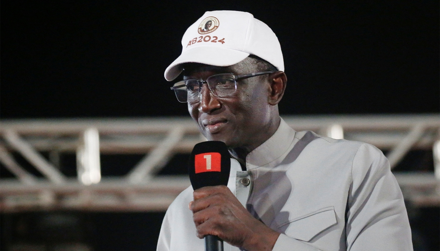 Amadou Ba at an election meeting in Dakar, Senegal, 22 March 2024.