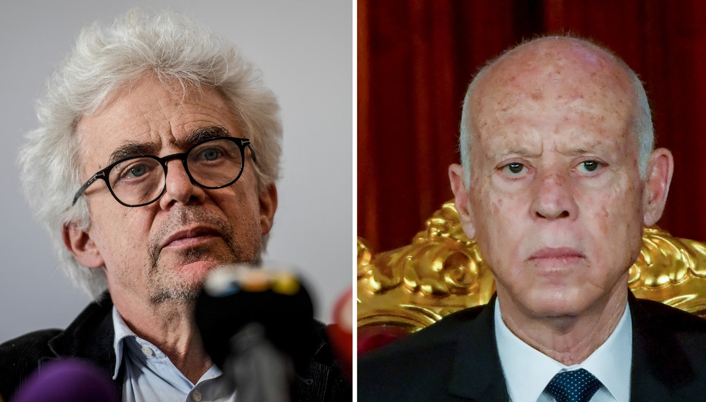 The Parisian lawyer William Bourdon and the Tunisian President, Kaïs Saïed.