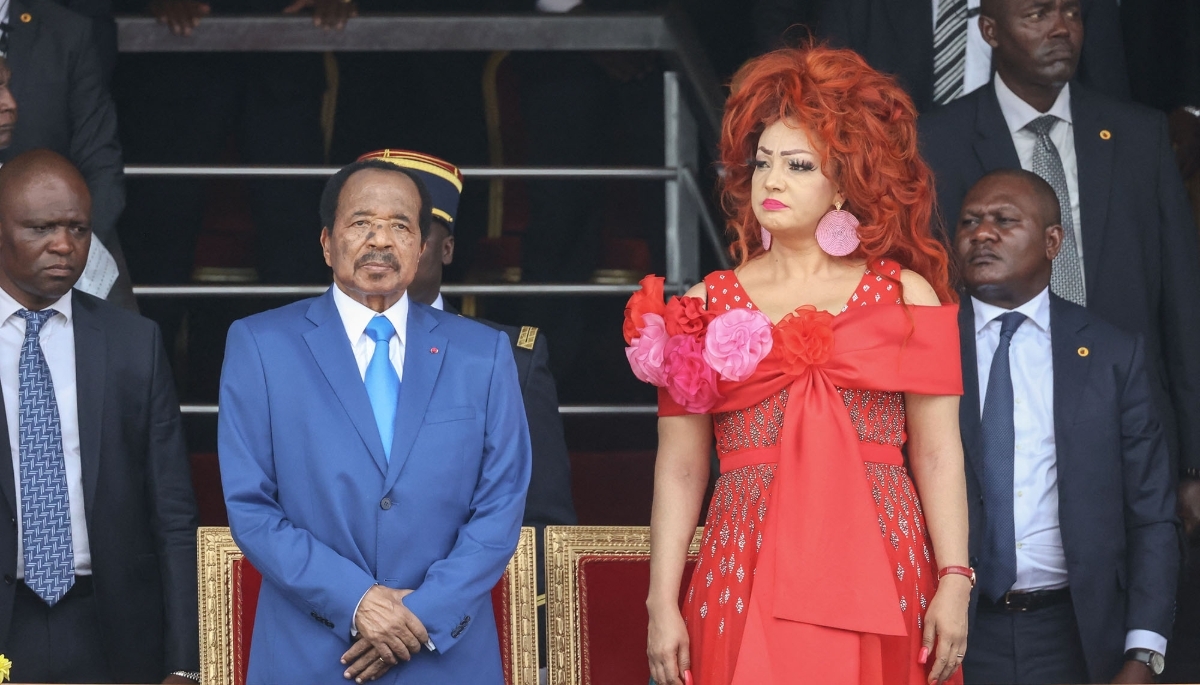 Paul Biya and his wife Chantal during the Unity Day parade, Yaoundé, 20 May 2024.