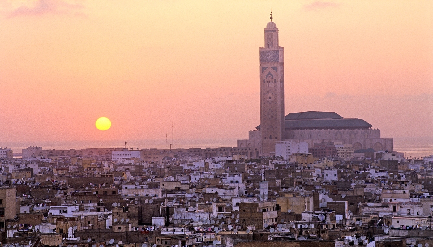 Casablanca with the Hassan II Mosque in the background in 2015.