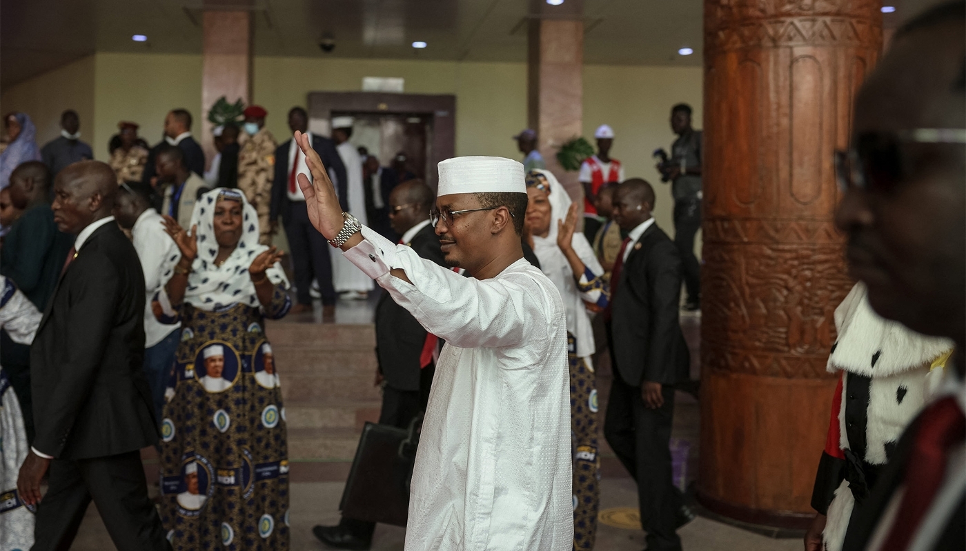 Chadian president Mahamat Idriss Deby in N'Djamena on 23 May 2024.