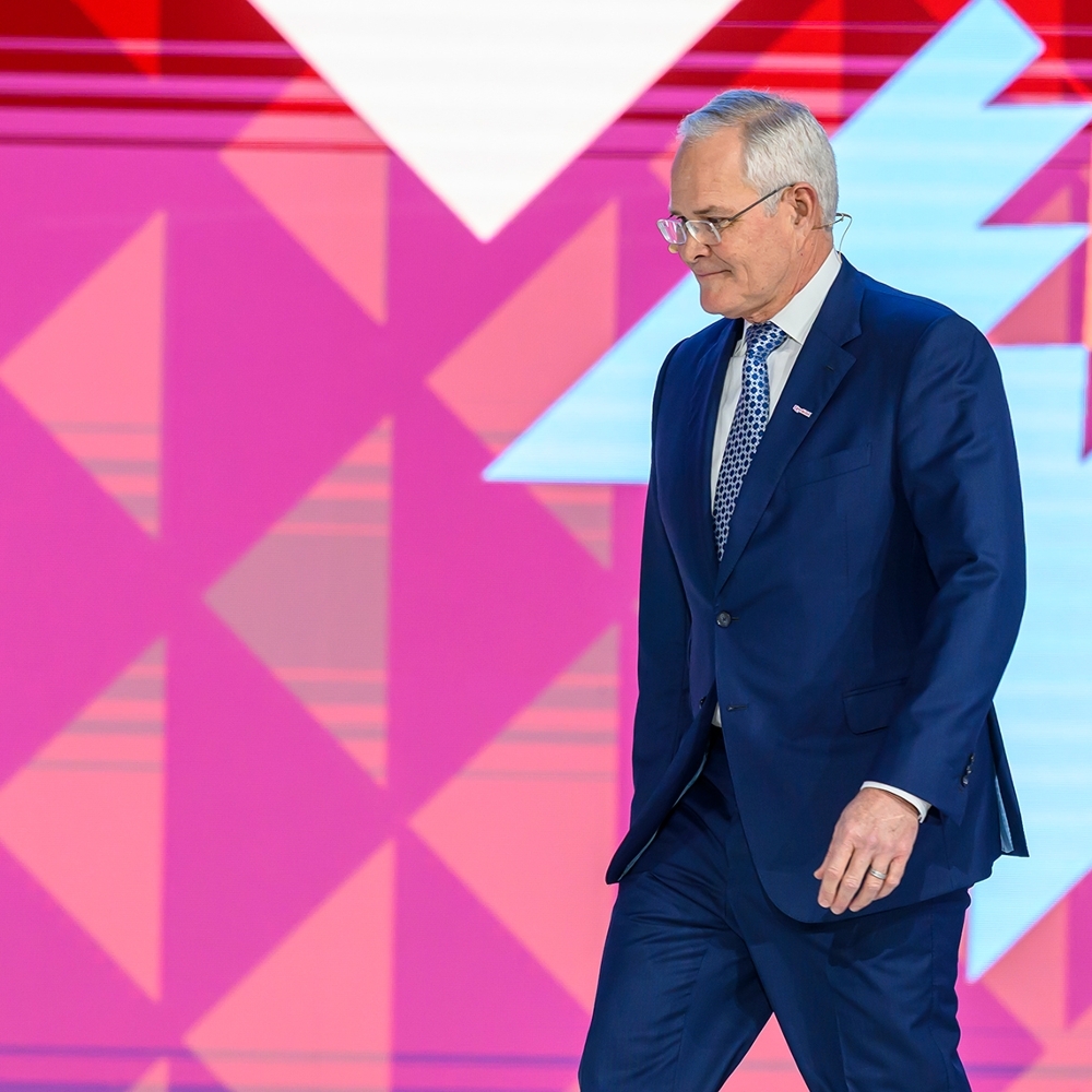 ExxonMobil CEO Darren Woods in Doha, February 2026.