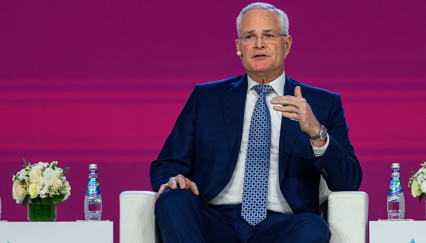 ExxonMobil CEO Darren Woods in Doha, on 2 February 2026.