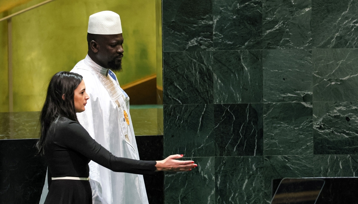 Mamadi Doumbouya arrives at the UN General Assembly in New York City, 21 September 2023.