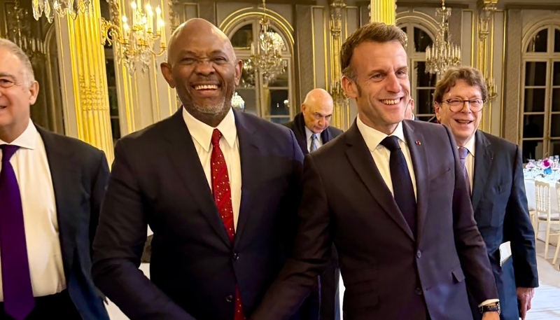 Nigerian businessman, Tony Elumelu, and French President Emmanuel Macron in Paris, on 11 March 2026.