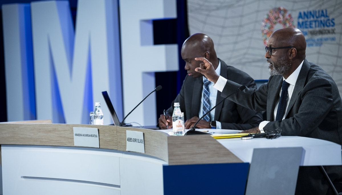IMF African Department Director Abebe Aemro Selassie (right) during the organisation's annual meetings, Washington, October 2024.