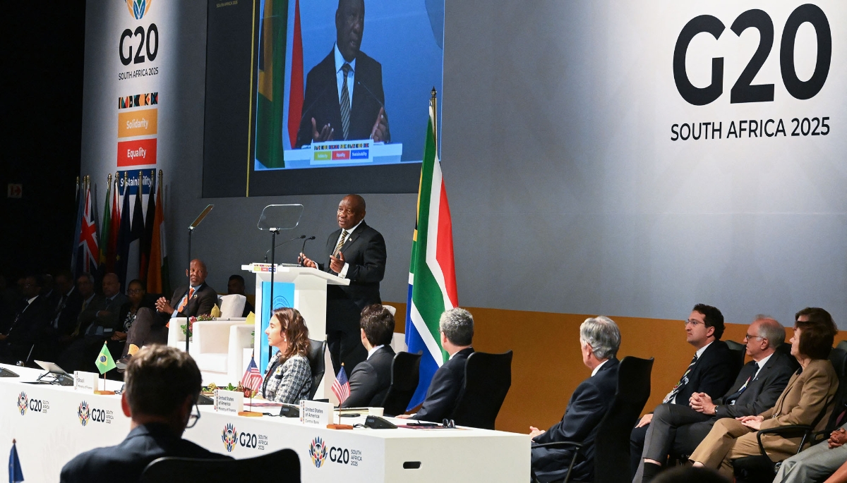South African President Cyril Ramaphosa at the Cape Town International Convention Centre, 26 February 2025.
