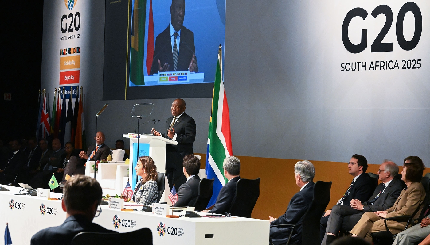South African President Cyril Ramaphosa at the Cape Town International Convention Centre, 26 February 2025.