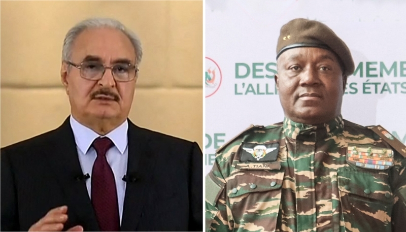 The commander of the Libyan National Army, Khalifa Haftar, and the leader of the Nigerien junta, Abdourahamane Tchiani.