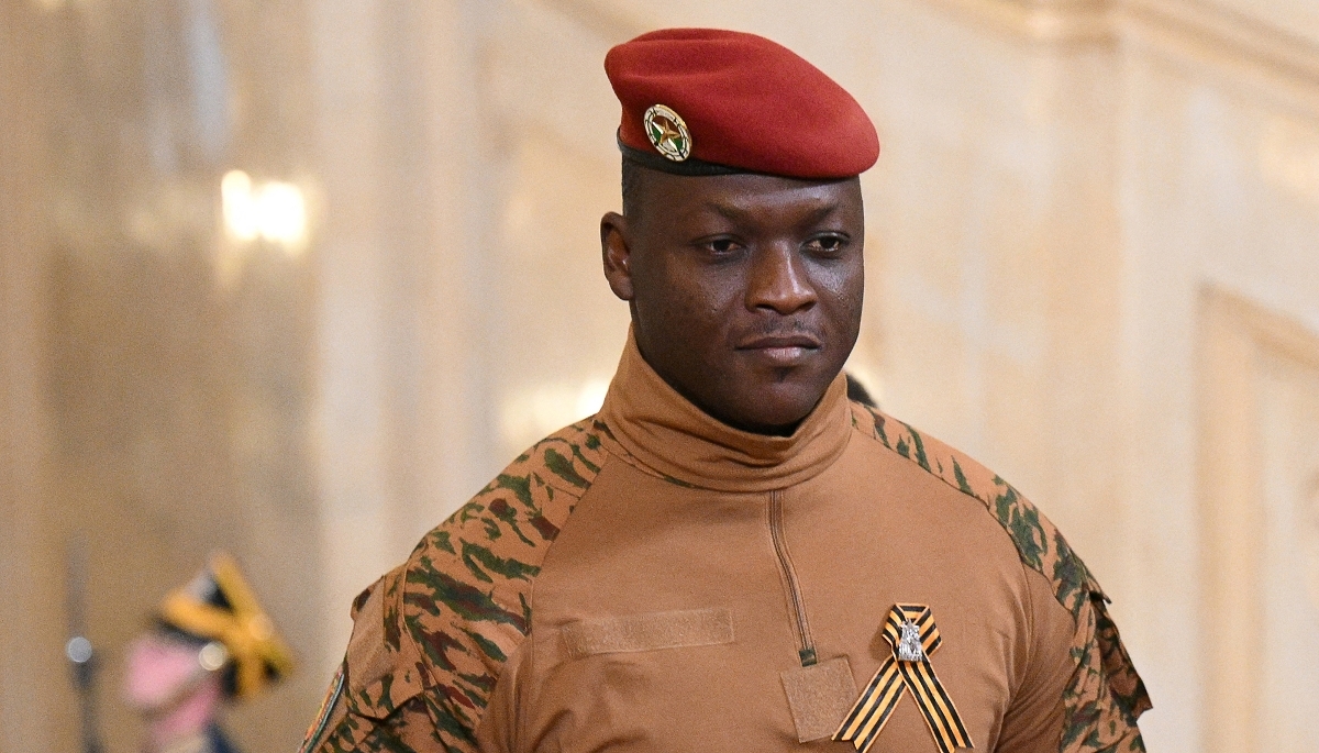 Ibrahim Traoré, head of the military junta ruling Burkina Faso, in Moscow, Russia, on 8 May 2025.
