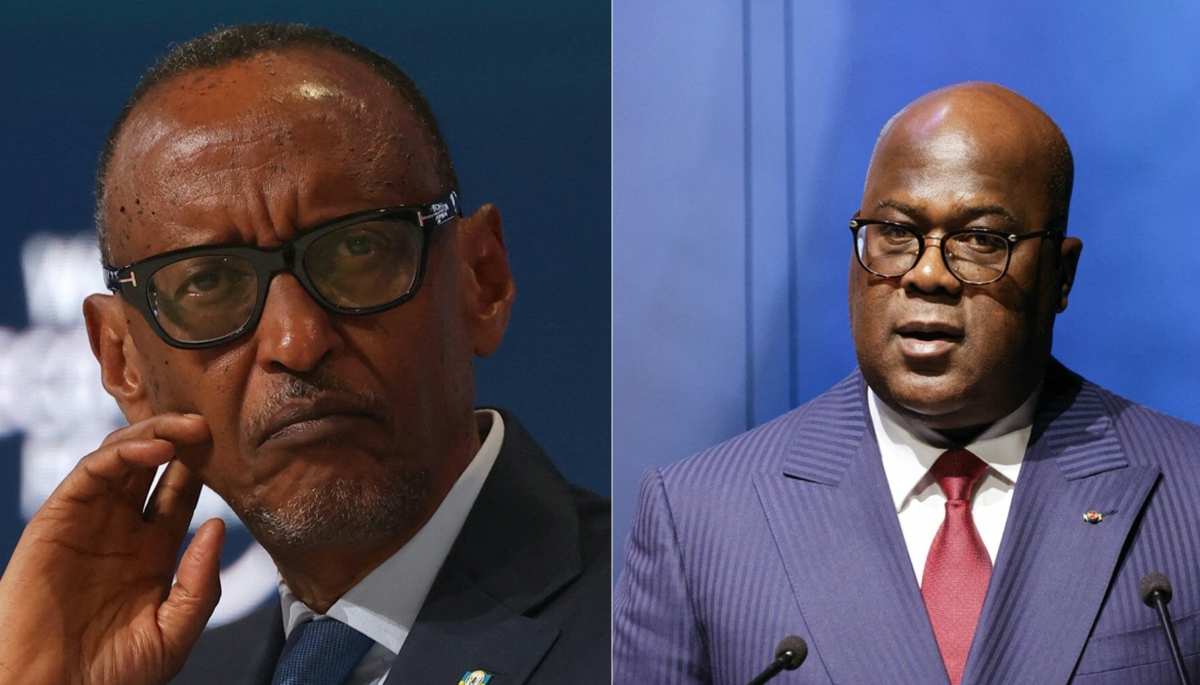 Combination of pictures Rwanda's President Paul Kagame (L) and President of the Democratic Republic of Congo Felix Tshisekedi (R).