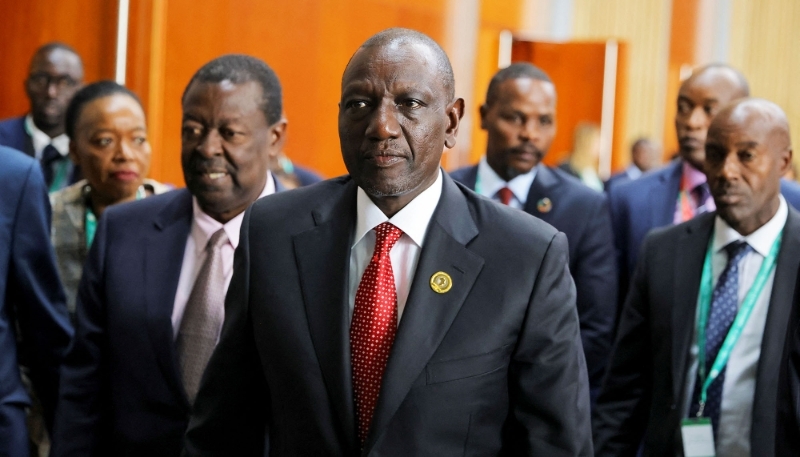 William Ruto arrives at the African Union Assembly in Addis Ababa, 16 February 2025.