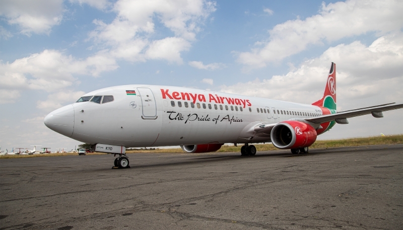 A Kenya Airways plane in Nairobi in June 2023.