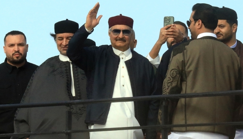 Libya's eastern military strongman Khalifa Haftar in Benghazi, Libya, on 31 March 2025.