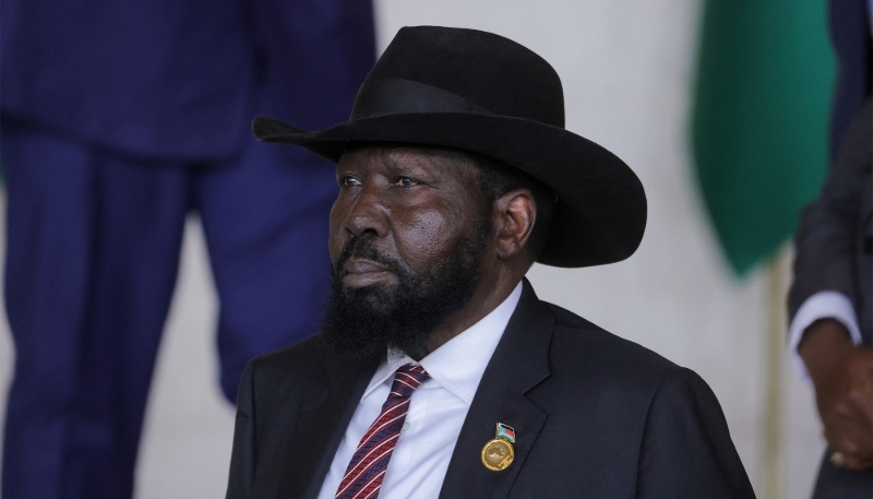 South Sudanese President Salva Kiir in Addis Ababa on 15 February 2025.