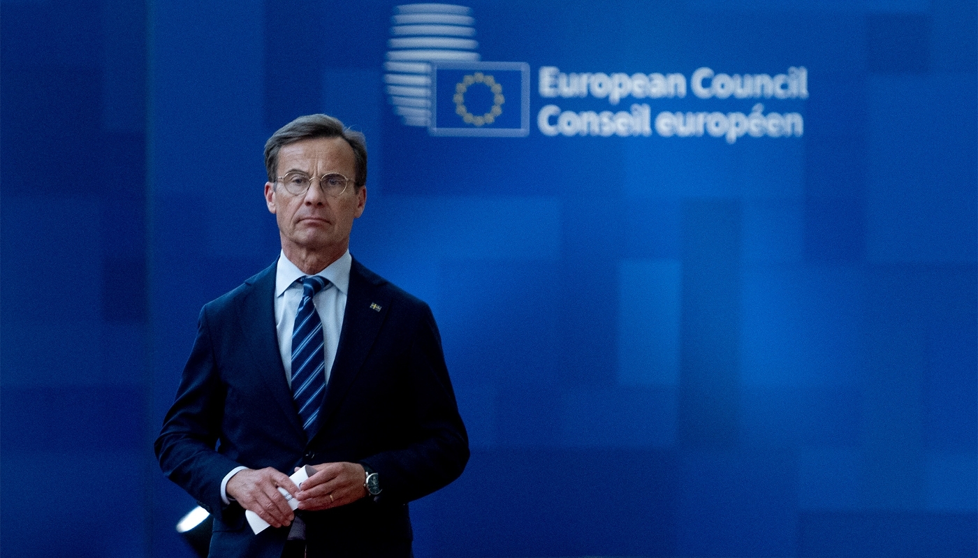 Swedish Prime Minister Ulf Kristersson in Brussels, on 18 June 2026.