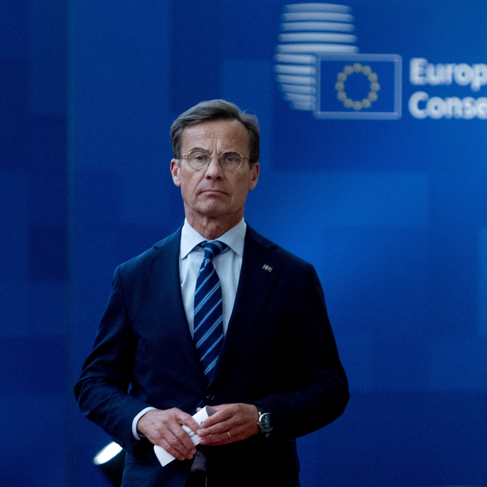 Swedish Prime Minister Ulf Kristersson in Brussels, on 18 June 2026.