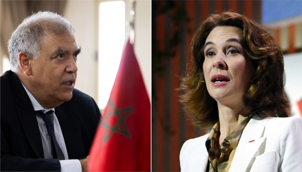 Moroccan Interior Minister Abdelouafi Laftit (left) and Veolia CEO Estelle Brachlianoff. 