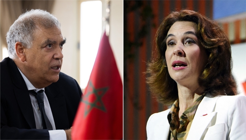 Moroccan Interior Minister Abdelouafi Laftit (left) and Veolia CEO Estelle Brachlianoff. 