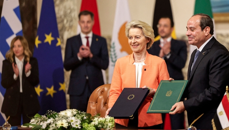European Commission President Ursula von der Leyen with Egypt's President Abdel Fattah al-Sisi in Cairo, in March 2024.