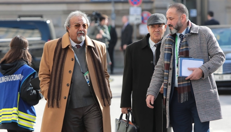 Mohamed Hussein Al-Ayeb (left) attends the Munich Security Conference on 16 February 2024 in Germany.