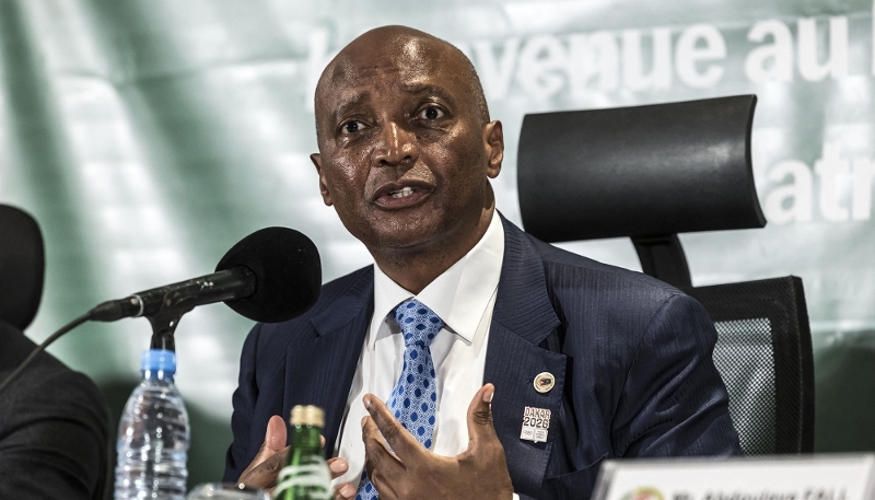 Patrice Motsepe, president of the Confederation of African Football, in Dakar, Senegal, on 8 April 2026.