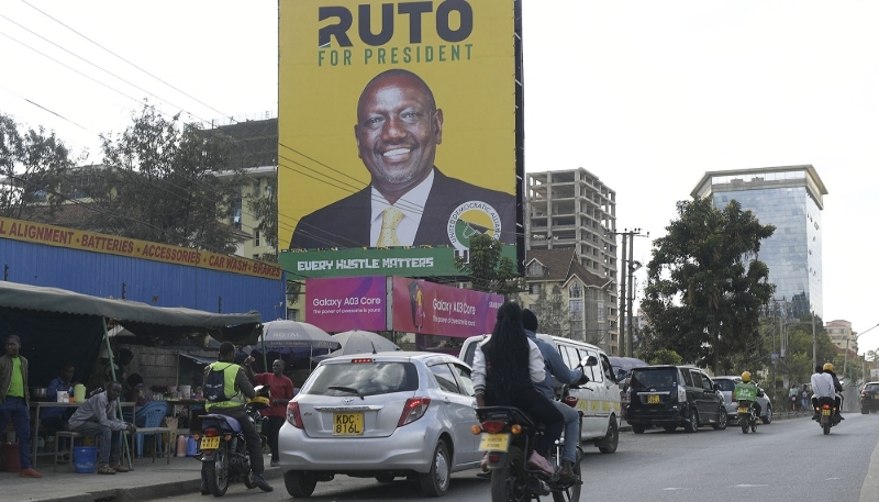 A campaign poster for William Ruto in Nairobi, June 2022.