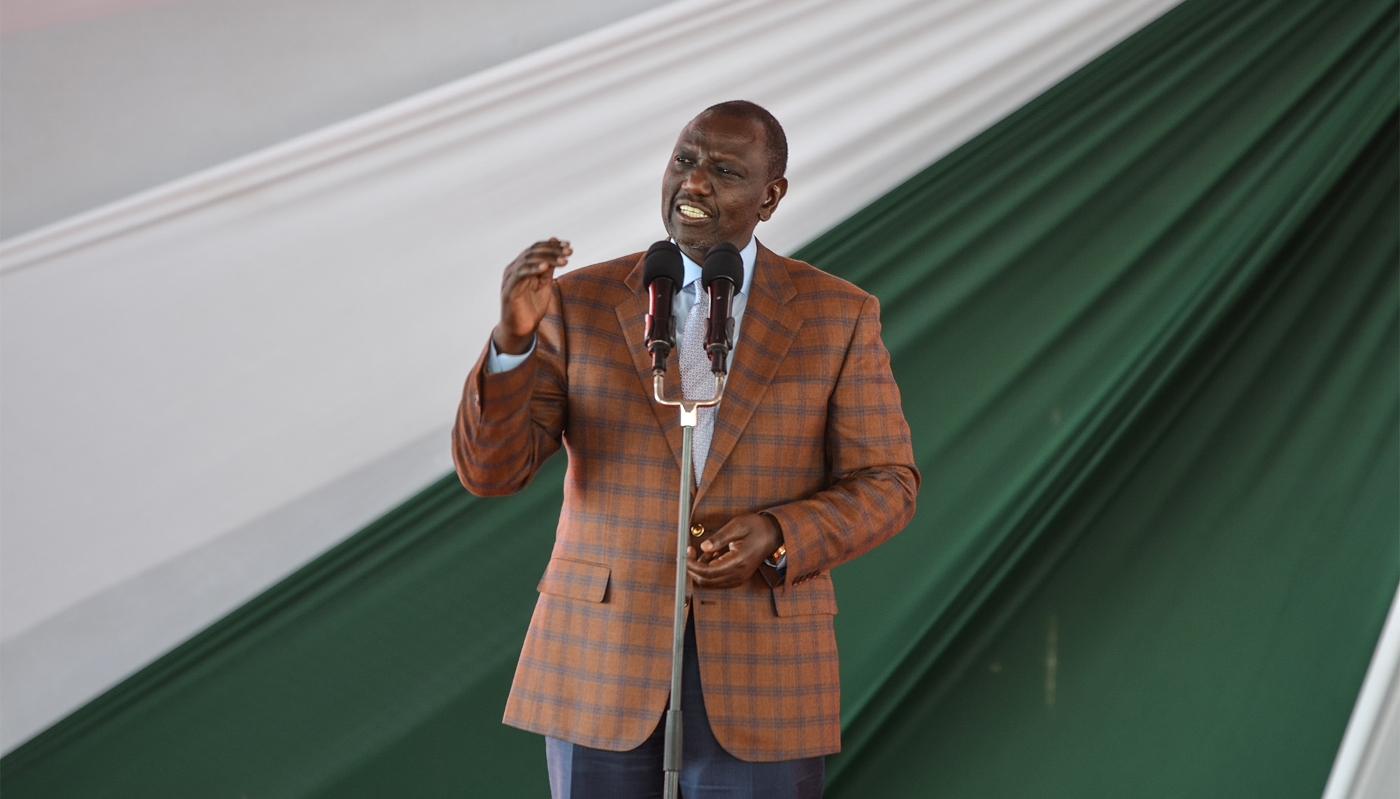Kenya’s President William Ruto speaks during an interdenominational prayer service in Nakuru.