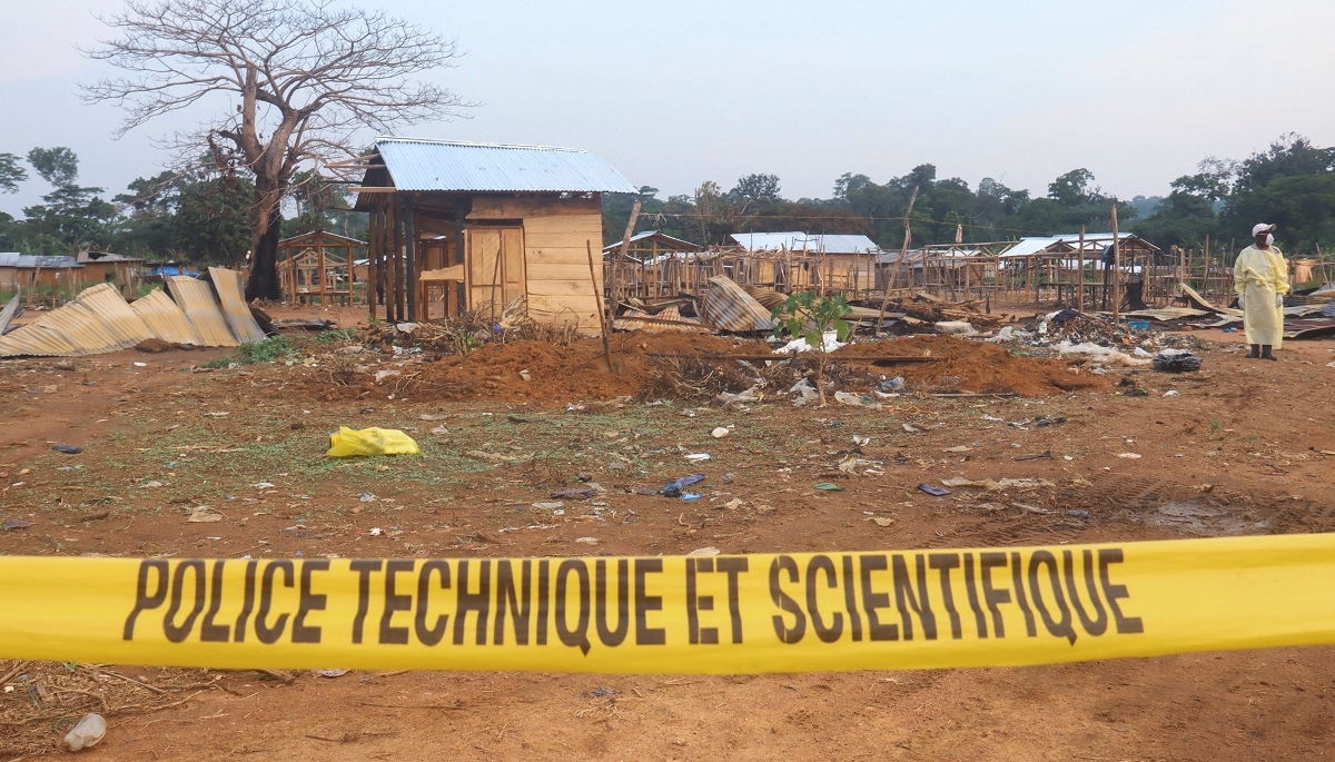 Scene of an attack claimed by the jihadist group Allied Democratic Forces in Beni, in eastern DRC, on 9 June 2024.