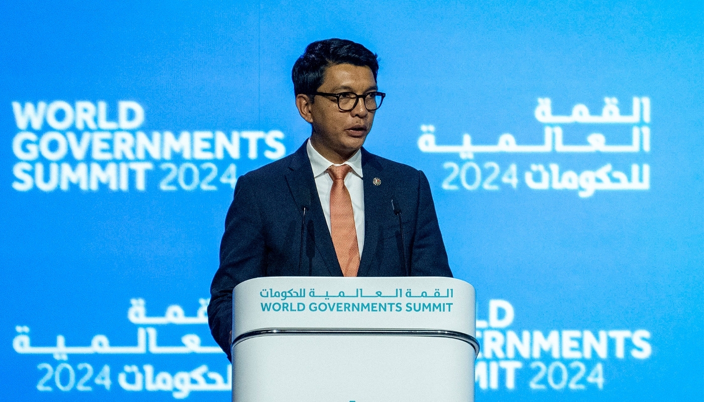 President of Madagascar Andry Rajoelina in Dubai on 13 February 2024.