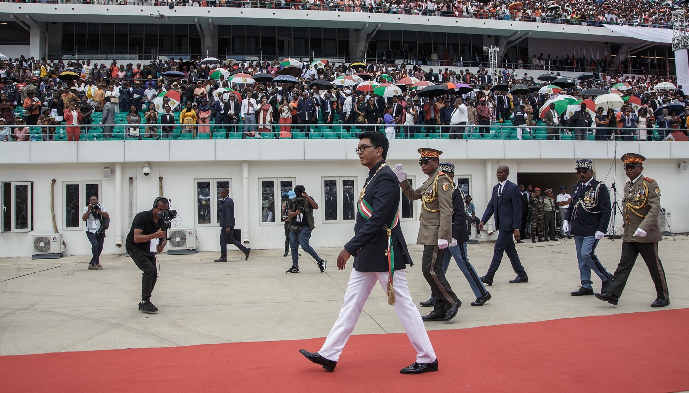 Madagascar's President Andry Rajoelina in Antananarivo on 16 December 2023.