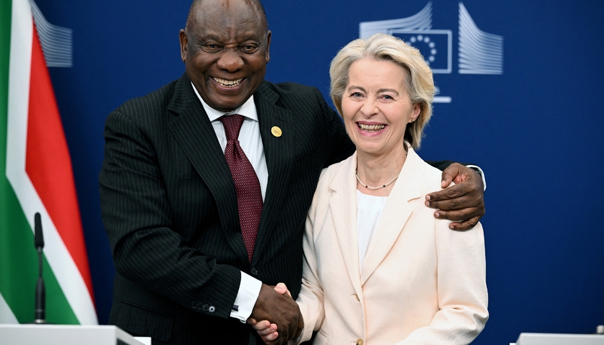 South African President Cyril Ramaphosa and European Commission President Ursula von der Leyen in Brussels, 9 October 2025.