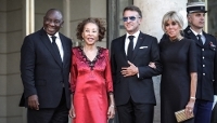 South African President Cyril Ramaphosa with First Lady Tshepo Motsepe, alongside French presidential couple Emmanuel and Brigitte Macron, in Paris, on 10 July 2026.