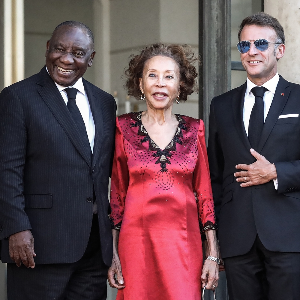 South African President Cyril Ramaphosa with First Lady Tshepo Motsepe, alongside French presidential couple Emmanuel and Brigitte Macron, in Paris, on 10 July 2026.