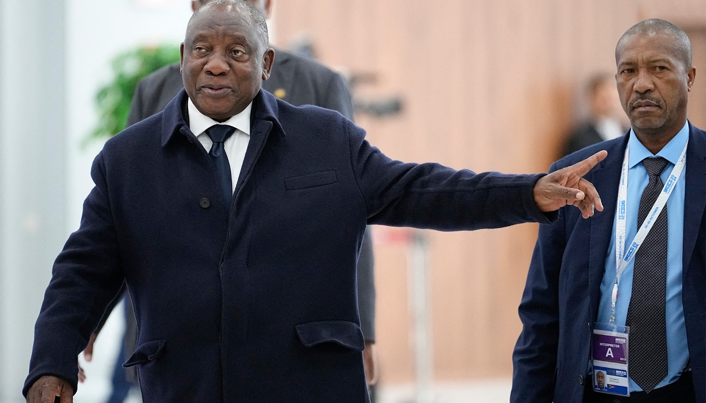 South African President Cyril Ramaphosa (left) at the BRICS summit in Kazan, Russia, on 24 October 2024.