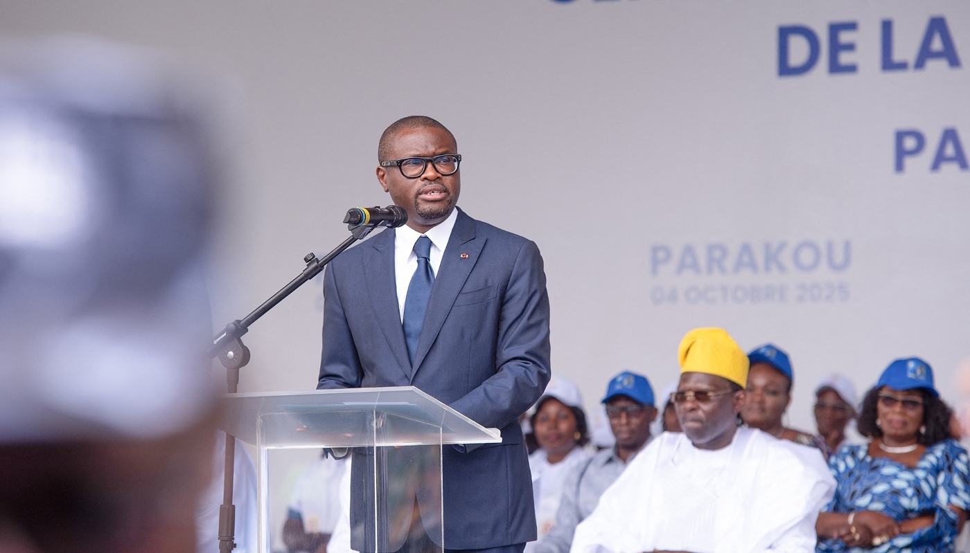 Beninese President Romuald Wadagni, in Parakou, Benin, on 4 October 2025.