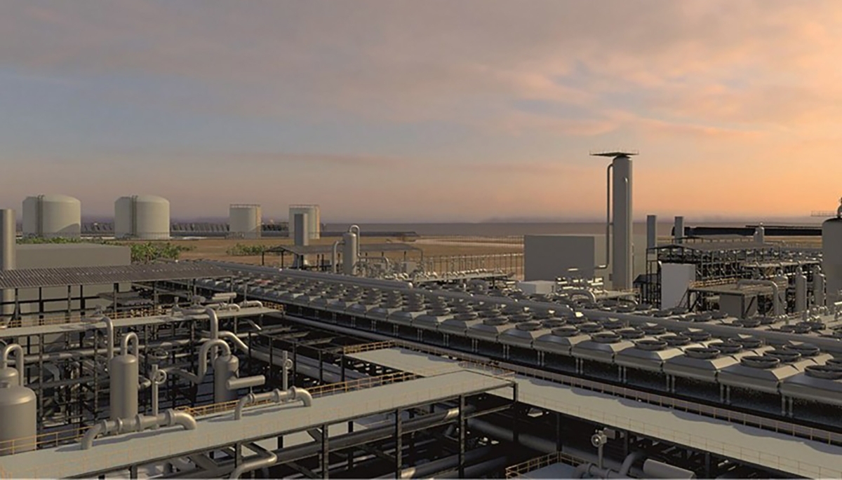 Illustration of the future liquefaction plants of the Rovuma LNG project in Mozambique.