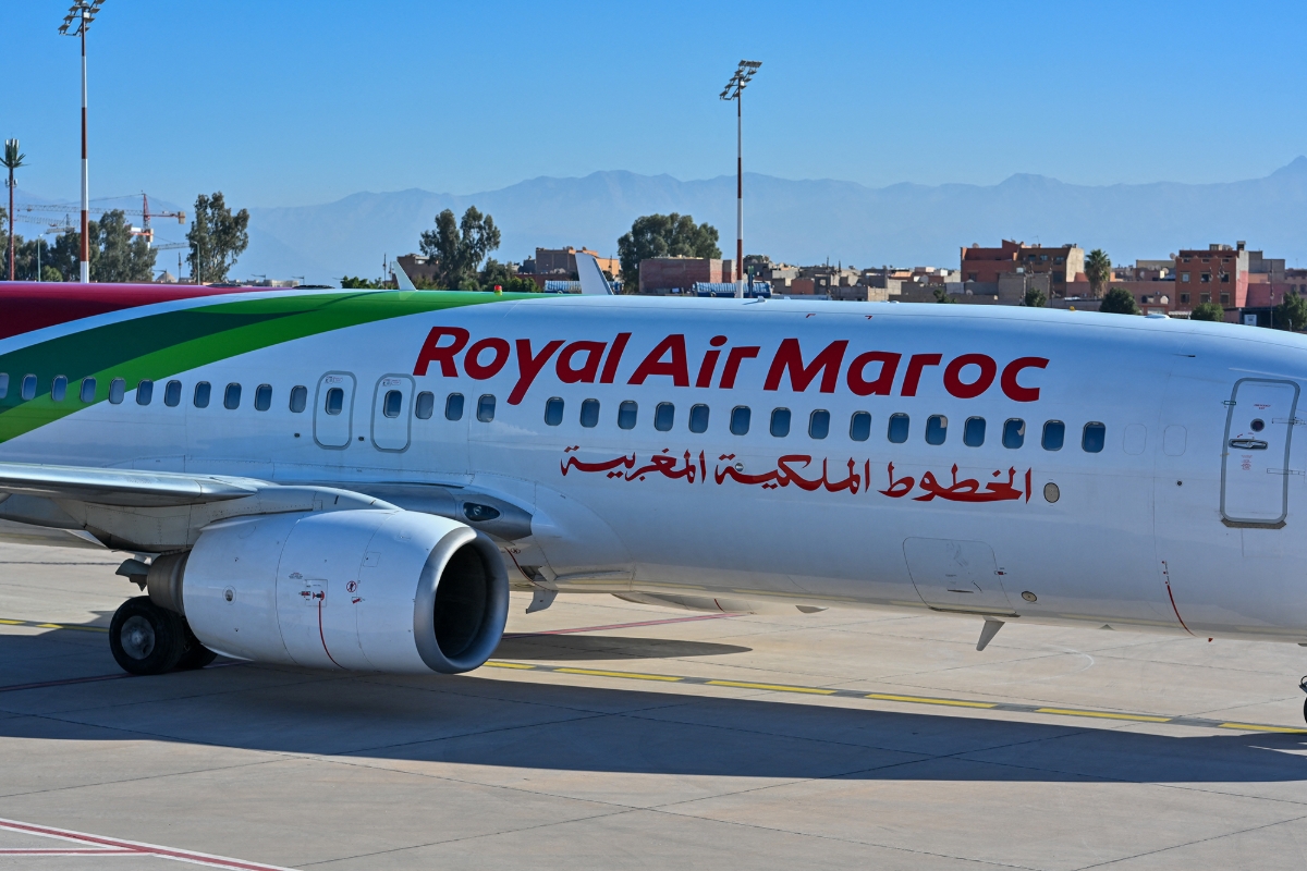 View of a Royal Air Maroc plane in Marrakesh, on 10 January 2024.